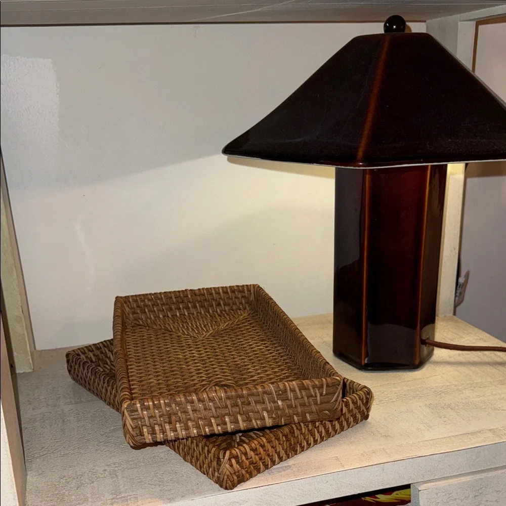 Woven Rattan Bath Tray - Brown
